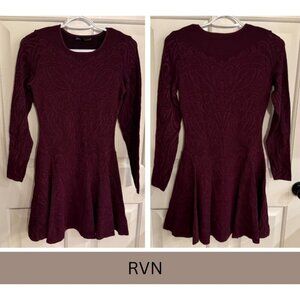 RVN burgundy Jacquard Long Sleeve Mini Dress 31860